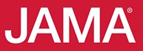 Logo for the Journal of the American Medical Association, white block letters centered on a rectangular red background