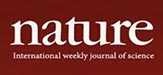 Logo for the academic journal Nature, a dark maroon rectangular background with white lowercase letters centered in the middle